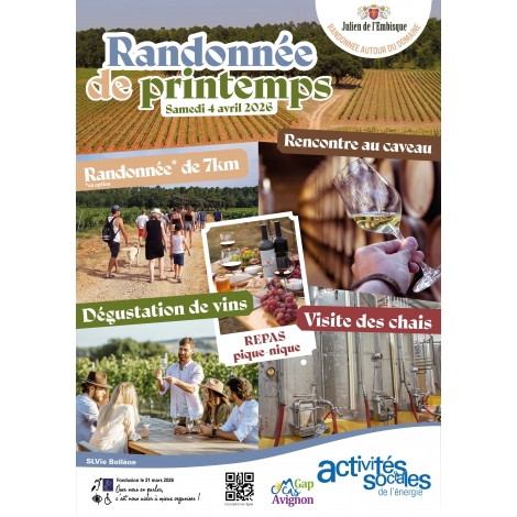 Randonnée de printemps - Samedi 4 avril 2026- SLVie de Bollène