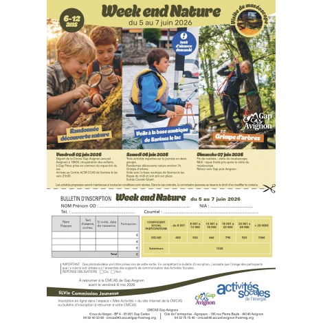 Week end 6 12 ans Commission jeunesse